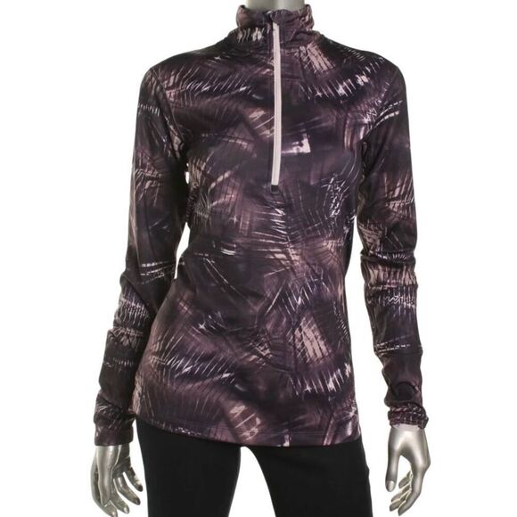 Nike Dri fit women’s purple pattern, zip mock neck, active wear top S/medium - Picture 1 of 5